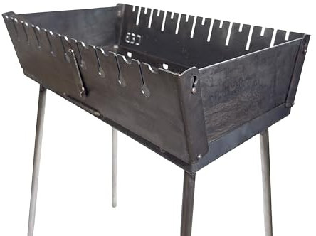 GOROCH Mangal, barbecue a carbonella, pieghevole, in acciaio da 2 mm, per 10 spiedini, portatile, per campeggio, giardino, picnic e viaggi