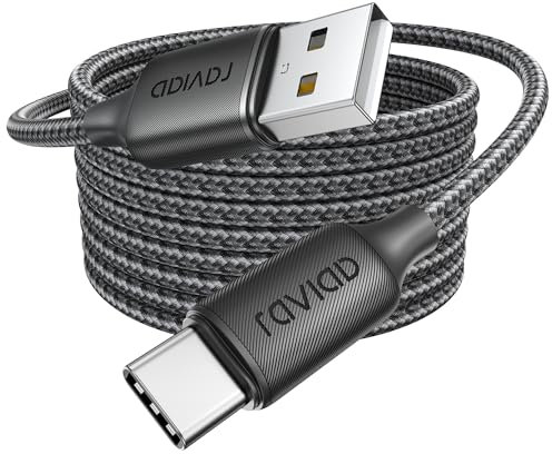 RAVIAD Cavo USB Type-C, Cavo USBA a USBC Lungo 3.1A Ricarica Rapida [3M] Cavo USB Tipo C QC3.0 Cavo USBC to USB per iPhone 16 15ProMax Samsung S24 S23 Note Xiaomi Pixel iPad Realme