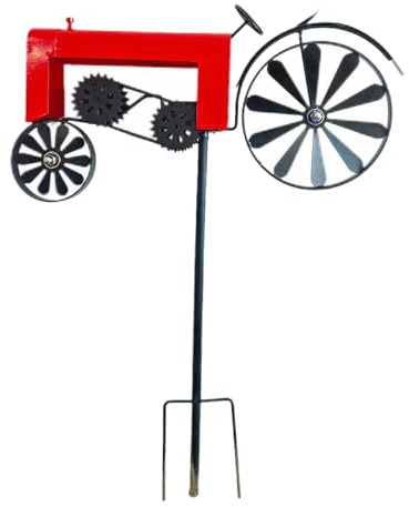 Wind Spinners, Tractor Windmill Metal Yard Art, Rotating Garden Decor Spinner for Lawn, Porch, Patio, Backyard, Outdoor Garden Display, 26.77x11.81x5.51 inches