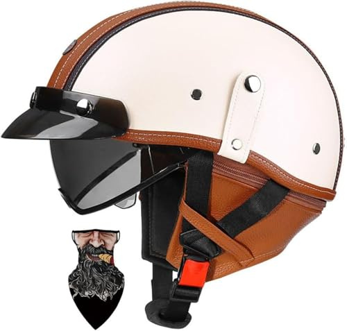 Casco Scodella Portatile Mezzi, Caschi Jet Mezzo, Caschi Da Motociclista Vintage Caschi Cromwell Caschi Casco A Scodella Scooter Motorino ECE/DOT Omologato Mezzo Elmetto Da Moto 8,M