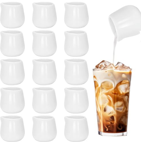16Pcs Mini Ceramic Milk Jugs 50ml, Small Porcelain Creamer Pitchers