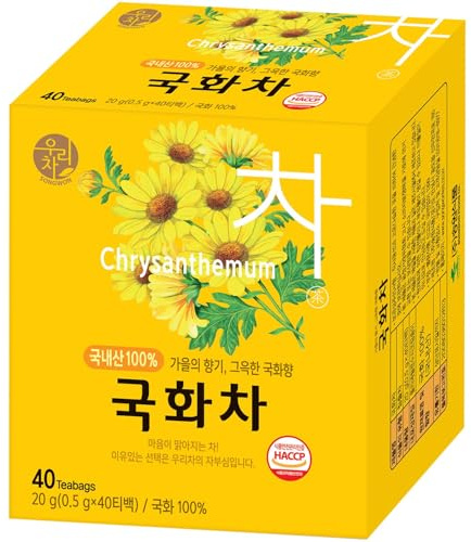 SONGWON Chrysanthemum Tea – 100% Korean Chrysanthemum, Floral & Aromatic Tea with 40 Tea Bags (0.5g each)