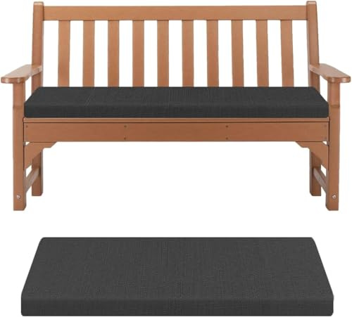 Cojín Banco 5cm Grueso con Funda Extraíble Y Base Antideslizante, Almohadilla De Repuesto Cojín para Banco De Jardín, Ventana, Terraza, Cocina, Uso Interior Y Exterior(Black,140x40x5cm)