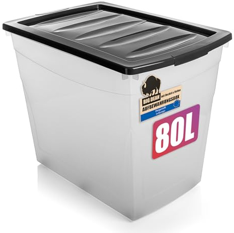 BigDean 80 L Aufbewahrungsbox mit Deckel & Rollen groß Budget Line | Aufbewahrungsboxen, Plastikbox mit Deckel XXL