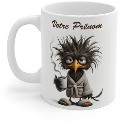 Jm-Déco Mug Personnalisé Oiseau du Matin – Votre Prénom – Tasse Humour Café, Idée Cadeau Originale, Tasse Personnalisée Homme Femme, Mug Drôle avec Nom – Céramique 330 ml P879