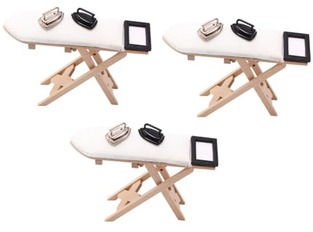 LALADEFIEE Lot de 3 Mini Tables à Repasser en Bois Miniature Décor Maison de Poupée Accessoires pour Loisirs Créatifs Modèles Réalistes Taille Compacte Décoration et Photo