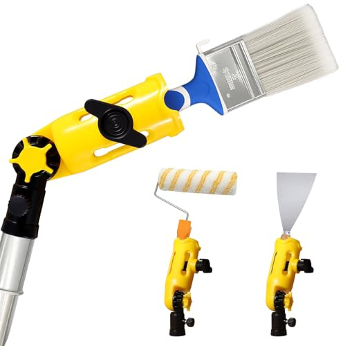 Prozwee Upgraded Multi-Angle Paint Brush Extender Holder，Extension Pole Attachment Fits Most Rollers, Brushes & Scrapers, Easily Reach Ceilings, Walls & Corners