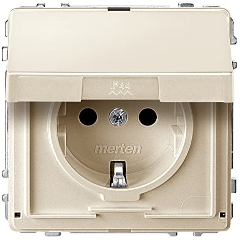Merten MEG2310-7244 SCHUKO-Steckdose mit Klappdeckel, BRS, Steckklemmen, weiß, AQUADESIGN