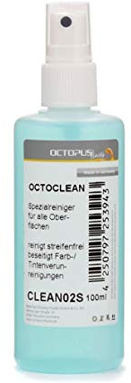 Octopus Fluids Octoclean Tintenreiniger, 100 ml Sprühflasche | Intensivreiniger für Tintenflecken auf vielen Oberflächen sowie zur äußeren Reinigung von Patronen und Druckergehäusen.