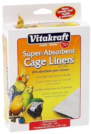 Vitakraft Cage Liners for Birds - For Parrot, Parakeet, Conure, and Cockatiel Cages White 20 X 18 7 Count, Premium Absorbent Liner
