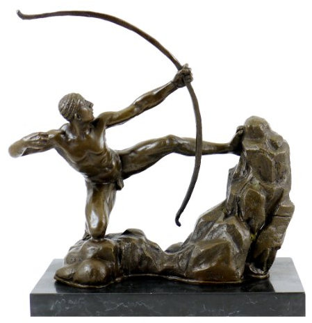 Kunst & Ambiente - Herakles der Bogenschütze Bronzefigur - signiert von Juno - Herakles tötet die stymphalischen Vögel - Skulptur in Bronze - Deko Figuren edel