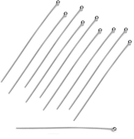 My-Bead 20 Stück Kettelstifte Nietstifte 925 Sterling Silber 20mm x 0,5mm Kopf Ø 1,8mm für die Schmuckherstellung