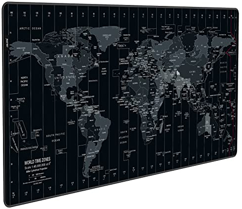 JIALONG Large Mouse Mat, Gaming Mouse Pad with Superior Micro-Weave Cloth, Comfortable Keyboard Pad, Desk Mat for Gamer Office Work Home, 900x400mm Black World Map