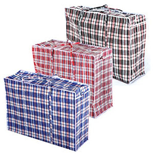 TRIXES 3er Pack Wiederverwendbare Jumbotaschen mit Reißverschluß für Wäsche u.ä.