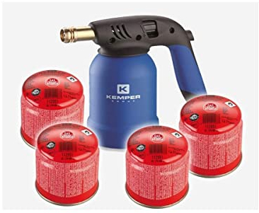 Kemper KE2019 Lötlampe mit Piezo Zündung inkl. 4 x Gas Kartusche