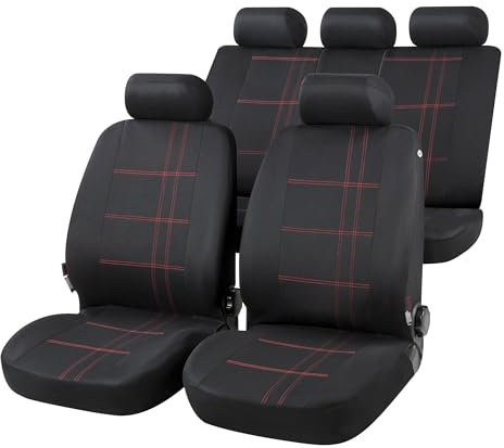 Walser Auto-Sitzbezug Nashville, Universal-Sitzbezug Komplett-Set, PKW-Sitzbezüge, 2 Vordersitzbezüge, 1 Rücksitzbankbezug schwarz