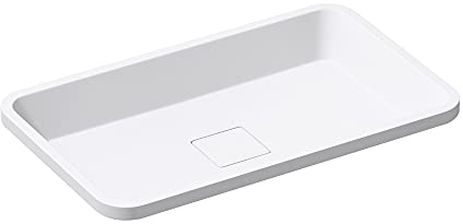 Mai & Mai Lavabo da Incasso 53x33x10.5cm, Lavandino Bagno da Appoggio Rettangolare Colossum104 da Minerale Fuso, Bianco Opaco