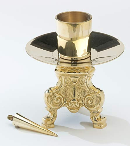 Altarkerzenhalter Messing Gold mit Dorn und Tülle Höhe 13 cm für Kerzen Ø 4 cm
