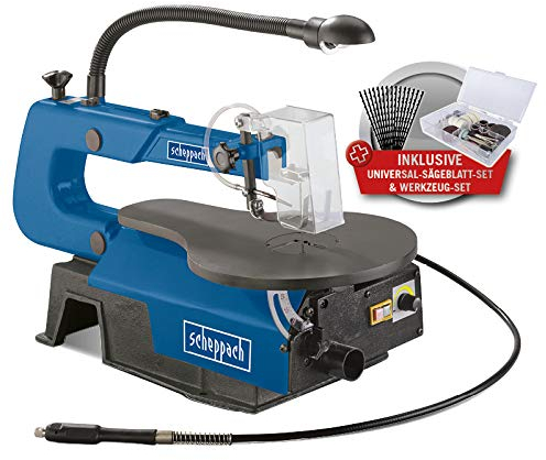 Scheppach Set Dekupiersäge DECO-FLEX Modellbausäge | inkl. 64 teiligen Werkzeug-Set im Koffer und 5x12 Ersatzblätter