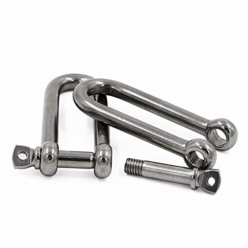 PROTECH 2 Stück Edelstahl Schäkel 10mm Stahlseil Drahtseil Schaekel lang rostfreier A4 V4A Rundschäkel Drehschäkel D-Schäkel