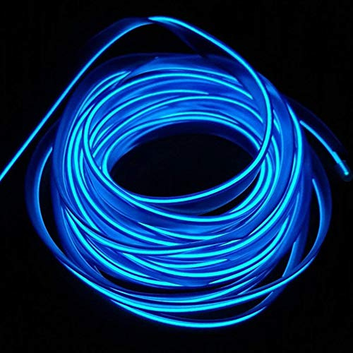 ABALDI El Wire 5M/16FT 12V Neon Glowing Strobing Electroluminescent Wire for Garden Decorations (Blue)