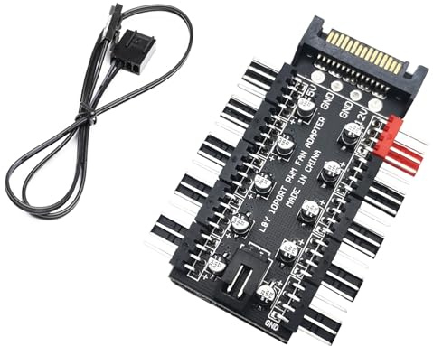 CTRICALVER 12 V 4 Pin PWM Hub, 10 Kanäle, Hub, Lüfter, für Computer-Kühllüfter