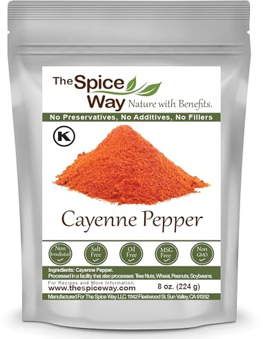 The Spice Way Red Pepper Premium Cayenne Ground - 8 oz - pure chile powder - Cayenne Powder, No GMO's, Kosher Certified