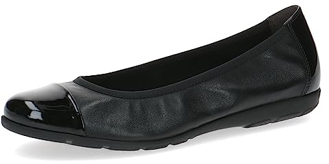 Caprice Ballerines Femme en Cuir Confortables, Noir (Black Comb), 37 EU