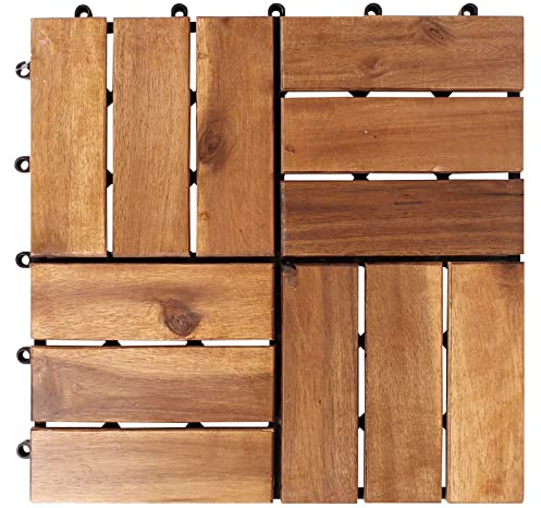 88 Stück 30x30 cm Akazienfliesen = 8 m² Holzfliesen Akazien Holz Terrassenfliesen Klickfliesen Balkonfliesen Steckfliesen