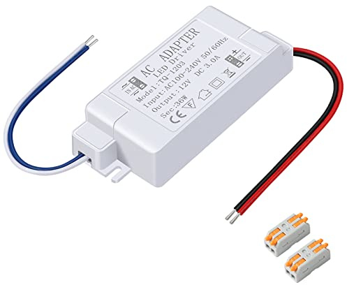 Karyoosi LED Trafo 12V 3A 36W, LED Transformator Netzteil, Flimmerfrei, Geräuschlos für MR16 GU5.3 MR11 G4 Lampen and Streifen