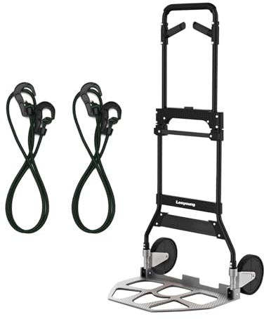 Leeyoung Folding Hand Truck Dolly Cart with Wheels,Heavy Duty 375lb Dolly for Moving，Aluminum Wheel Bracket and Steel Tube Frame, Foldable Hand Truck with Adjustable Handle for Moving Indoor/Outdoor
