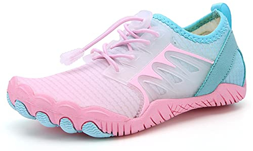 Teechodina Chaussures pieds nus pour enfant - Chaussures aquatiques - Séchage rapide - Chaussures aquatiques pour garçons et filles, C rose., 34 EU