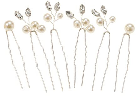 minkissy 6stücke Perlen Haarnadeln U-förmig Für Damen Hochzeit Brautspange Haarschmuck Aus Legierung Mit Perlen Für Frisuren Und Anlässe