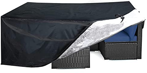 Jianghu Art Storage Cover Outdoor Garden Furniture Covers Waterproof 280 x 220 x 85 cm, Patio Set Cover Rattan Sofa Rectangular, Heavy Duty 600D Oxford Fabric Rattan Furniture Covers