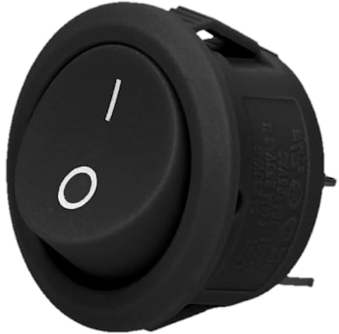 Miratic Interrupteur à Bascule Rond pour Tableau Electrique dans Bateau Voiture Camping-Car (noir)