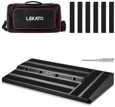 LEKATO Guitar Pedal Board 20''x10''x2.4 Large Capacity, Guitar Pedalboard with Room for Power Supply, with Carry Bag and Mounting Tape, Gifts for Guitarists Musicians