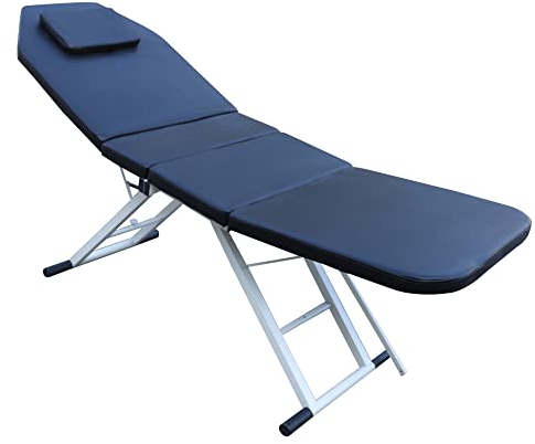 soudesileim Massageliege Höhenverstellbar, 3-Zonen Massagebett Klappbar, 182x60cm Massage Bed, Ergonomisches Salonbett, 250kg Tragfähigkeit, FÜr Kosmetik, Spa, Salon, Tattoo (Schwarz)