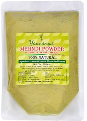 Yauvanya Original indische rajasthani reine und natürliche Mehndi (Henna) für Haar - 100 gms