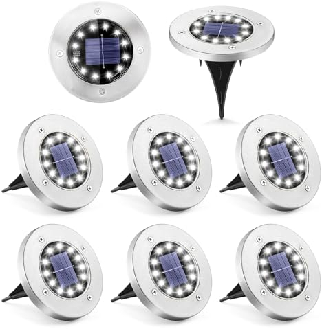 Micacorn Lumière Solaire Extérieur, 8 Pièces Etanche Au Sol Lampe Solaire Lampes Solaires de Jardin 96LEDs Etanche Lampe Solaire Spots Solaires Encastrables pour Chemin Terrasse Cour Pelouse Étapes