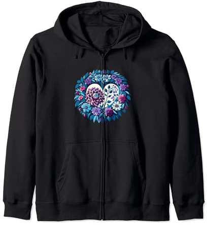 Dahlia bleu et violet Art floral Dahlias Sweat à Capuche