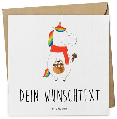 Mr. & Mrs. Panda karte personalisiert Einhorn Pilz - Personalisierte Geschenke, Unicorn, Postkarte, Einhörner, Pilze, Karten, Spruch, Liebeskummer, grußkarte
