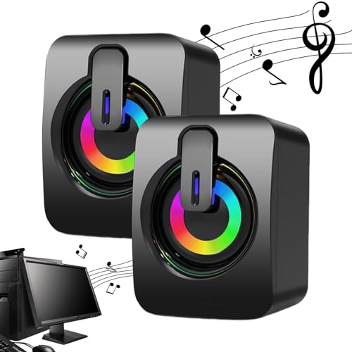 Genérico Altavoces con Cable de Escritorio, Altavoces para PC RGB con Cable,1 par de Altavoces con Cable de Escritorio para Ordenadores | Altavoces Plug and de Entretenimiento doméstico para Escritor