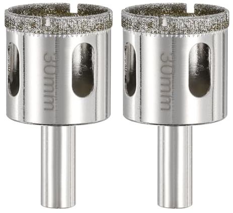 sourcing map 2pcs Diamond Drill Bit Hole Saw 1-1/6(30mm) Tile Core Cutting Drilling Tool for Glass Ceramic Marble Porcelain Tile Quartz Gemstone Aquariums