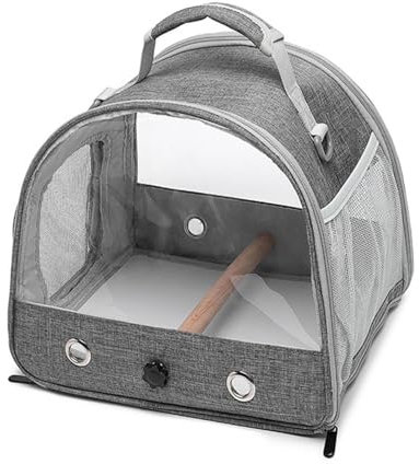 Vogeltrage für Reisen – Papageien-Tragetasche, Hamster-Tragetasche mit Sitzstange, einfach zu transportieren, Reise-Vogelrucksack, Käfig, vielseitig verwendbar, transparent, atmungsaktiv, Reisekäfig