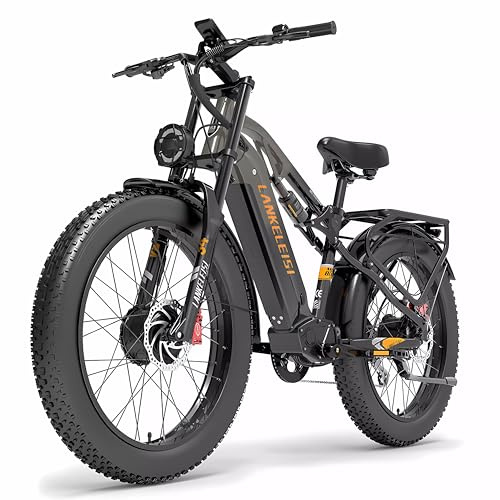 LANKELEISI MG800 Max Doppelmotor E-Bike Mountainbike 26 Zoll Vollfederung Fatbike mit 48V 20Ah Wechselakku, Reichweite bis zu 130KM, 7-Gang Ebike Herren für MTB, Strand & Schnee