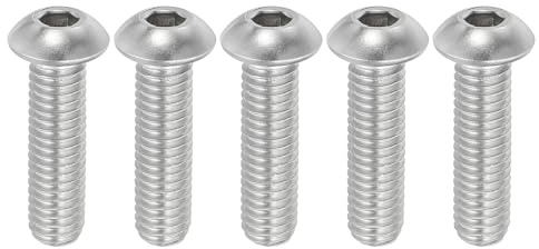 PATIKIL Tornillos de Cabeza Redonda con Casquillo de 3/8-16x1-1/2, 5 Piezas de Acero Inoxidable 304 18-8 Tornillos de Cabeza de Casquillo Allen Hexagonal Rosca Completa Rosca Fina UNC