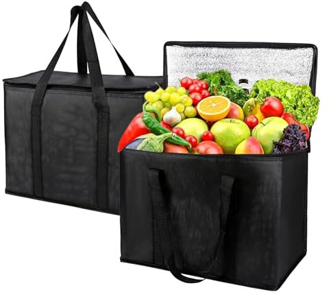 Faltbare Kühltasche - 30L Kühlbox, Groß faltbar Kühlkorb, Isoliertasche, für Büro Arbeit Outdoor Reisen Ideal als Isoliertasche, Einkaufskorb, Picknicktasche (Schwarz, 43 x 30 x 31 cm)