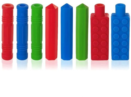 ANSUG 8 Stück Bleistift Topper Kauaufsatz Stifte Silicone Pencil Topper für Besondere Bedürfnisse Angst
