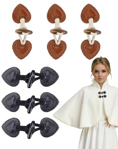 MOPZIJA 6 paar Leder Knebelverschlüsse Knöpfe Verschluss Jacken kleine geknöpfte Mäntel aus Kunstleder, Strickwaren, Windjacken, Harzknöpfe, Knöpfe für Kinderbekleidung, Hornknöpfe (Schwarz+Kaffee)