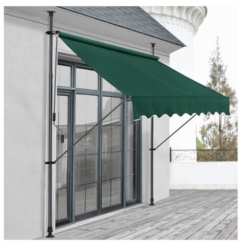 Auvent manuel rétractable pour abri de jardin, pare-soleil autoportant, avec manivelle, store réglable, idéal pour terrasse, tonnelle, jardin A - 200 cm de large